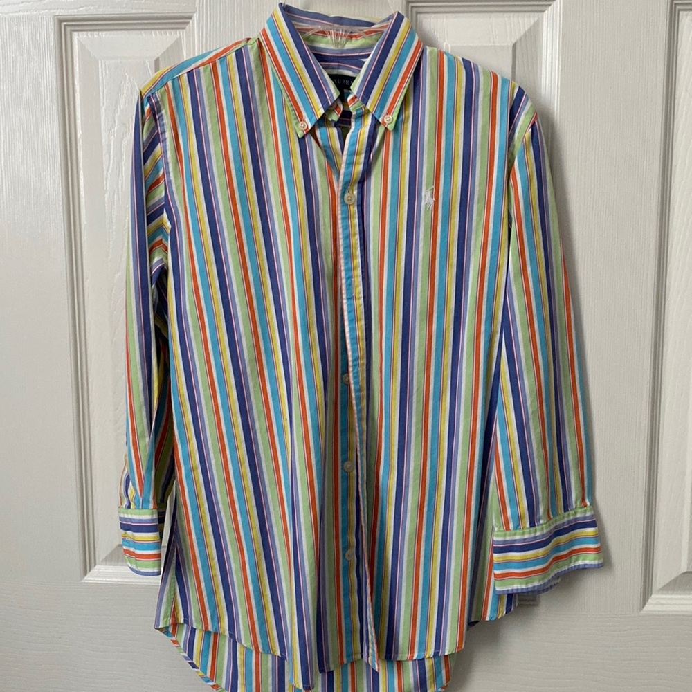 Ralph Lauren multi color 100% cotton button down, size 2